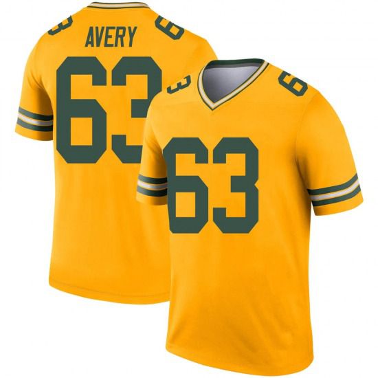 Men Green Bay Packers 63 Josh Avery Yellow Nike Limited Player NFL Jersey